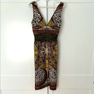 Elegant Silk Multicolor Patterned Dress